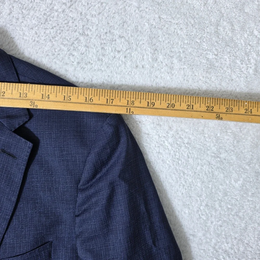 Hugo Boss Lanificio Tesse Biella Mens 40 Blazer Blue Wool L/S Textured